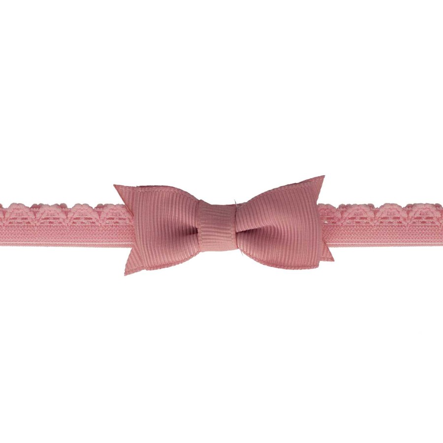 Newborn Baby Headband With Lace Bow - Pink Quartz | Your Little Miss Online