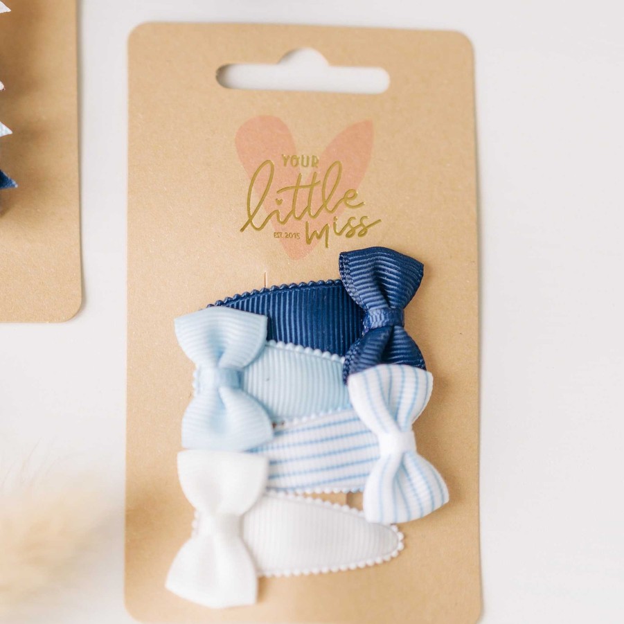 Baby Snap Clips With Bow - Marine Stripes | Your Little Miss New