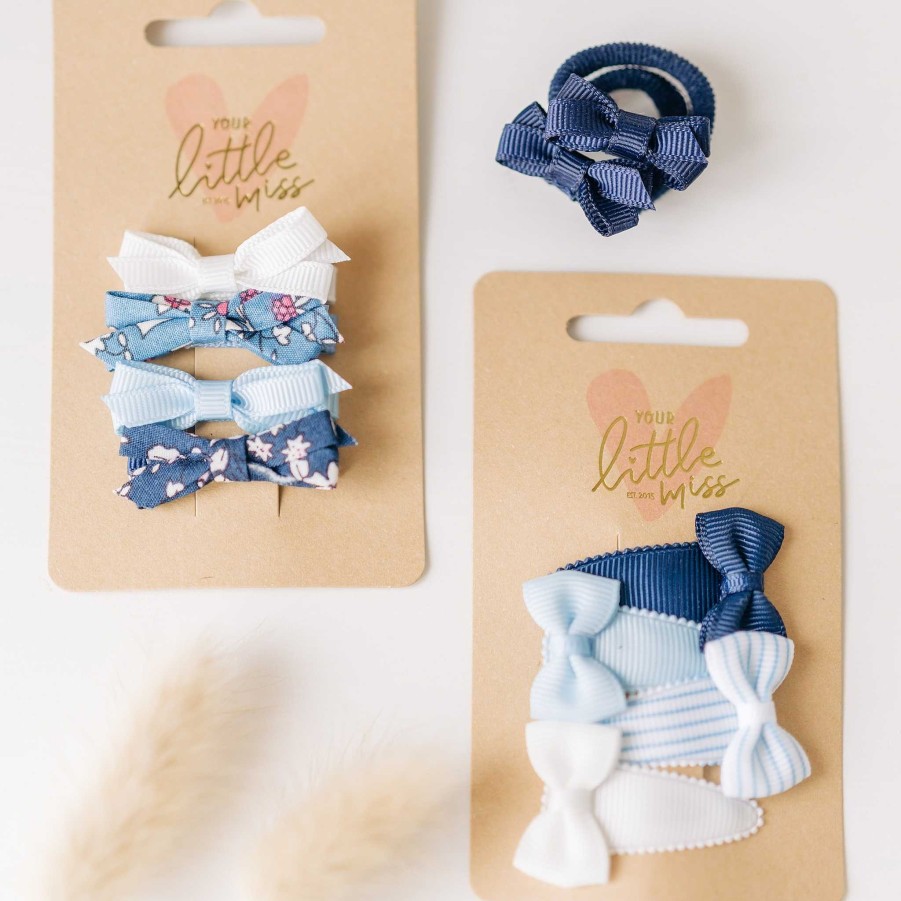 Baby Snap Clips With Bow - Marine Stripes | Your Little Miss New